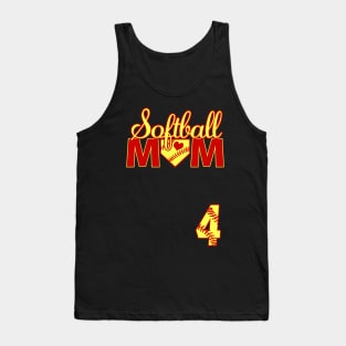 Softball Mom #4 Jersey Favorite Player Biggest Fan Heart Four Tank Top